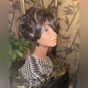 “Sassy” Salt & Pepper short Pixie wig 10” Synthetic
